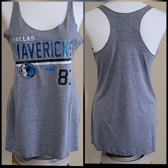 NBA Tops - NEW Dallas Mavericks NBA Gameday Couture Womens Racerback Tank Heather Grey Medm